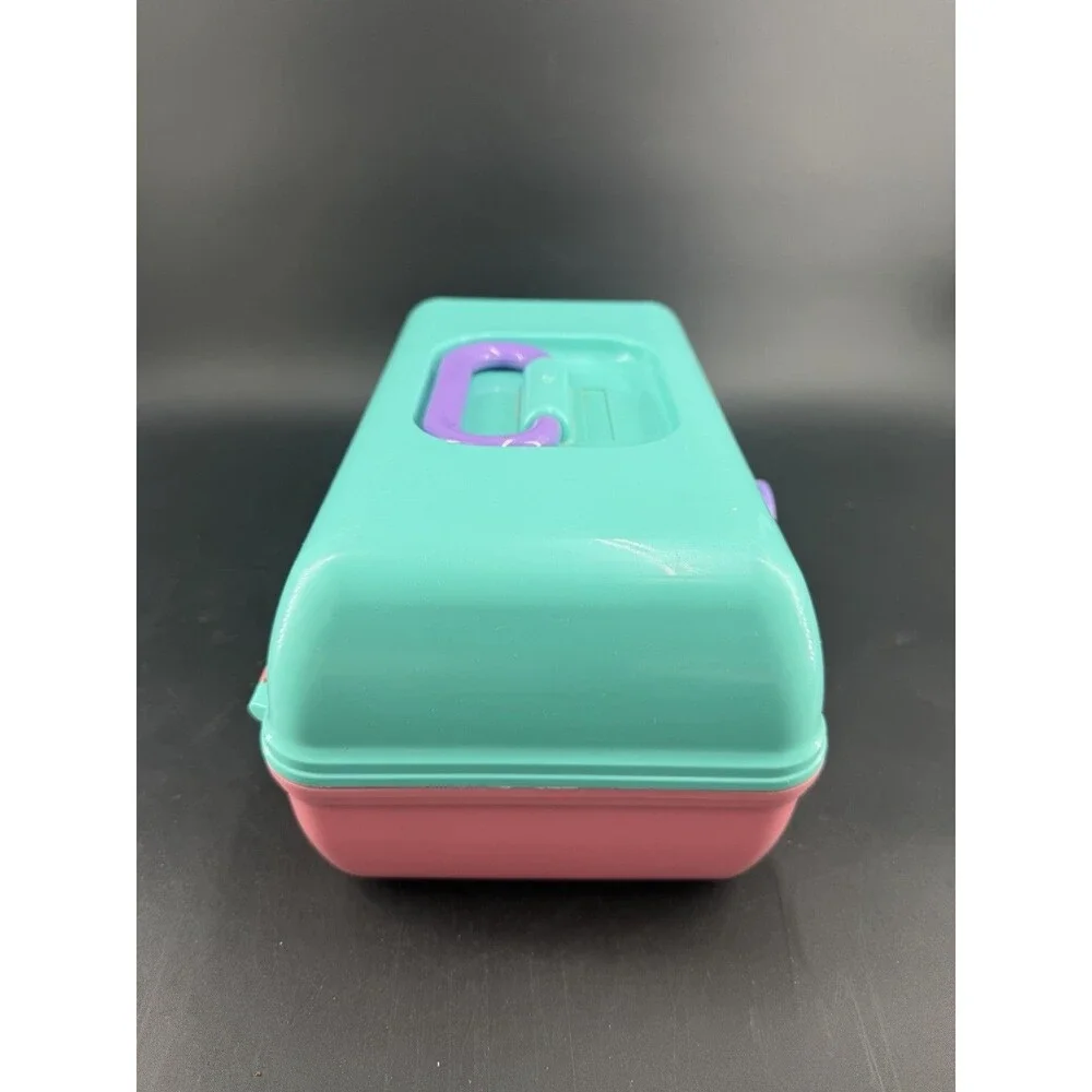 Vintage Caboodles Color Collisions Makeup Case Teal Pink Purple 5626 USA Mirror